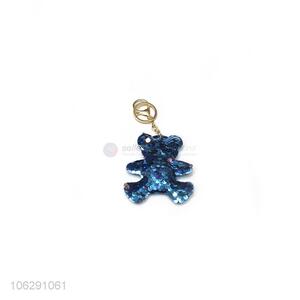 Customized sequin bear design keyring key chain