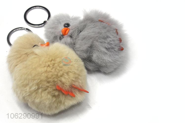 China maker soft faux rabbit fur duck key chain