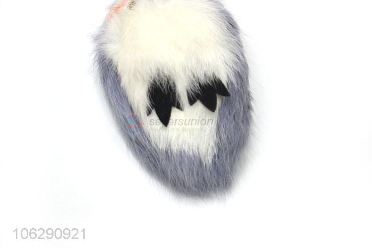 Hot sale owl shaped real fur pompom key ring