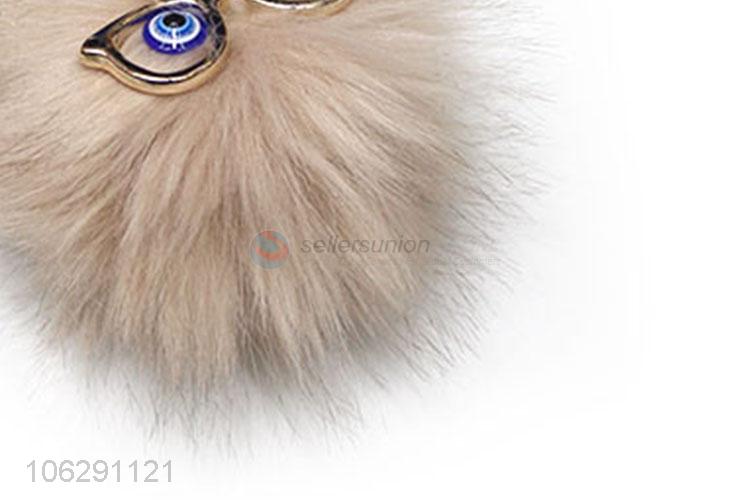 Manufacturer directly supply fur pompom key ring with glasses