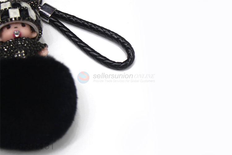 Best quality faux fur baby doll pompom keychain