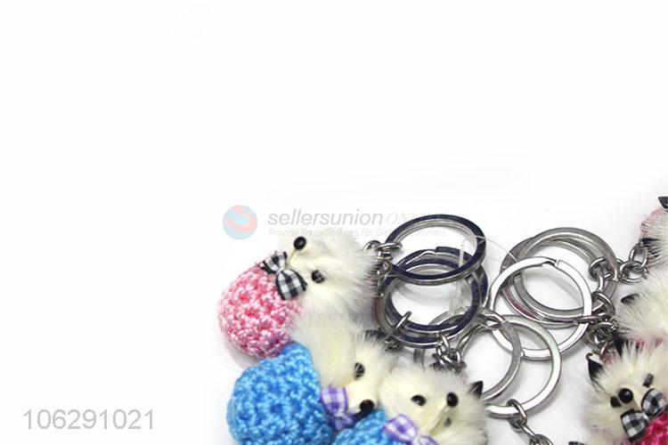 Hot selling fluffy keyring pompom fox key chain