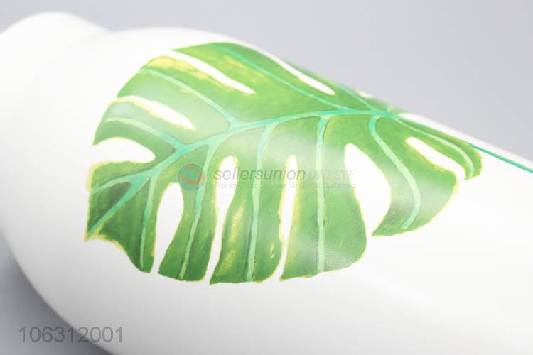 Competitive price green leaf printing porcelain flower vase