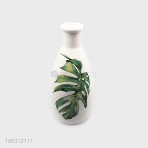 Best quality green plant leaf pattern ceramic vase