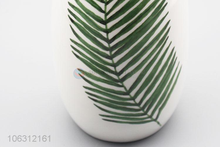 China factory green plant leaf pattern ceramic vase