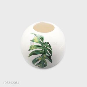 Good quality green plant leaf pattern ceramic vase