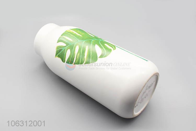 Competitive price green leaf printing porcelain flower vase