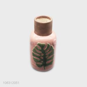 Latest design leaf embossment ceramic porcelain vase