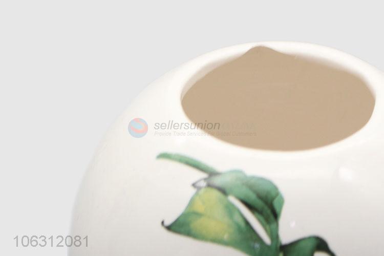 Good quality green plant leaf pattern ceramic vase