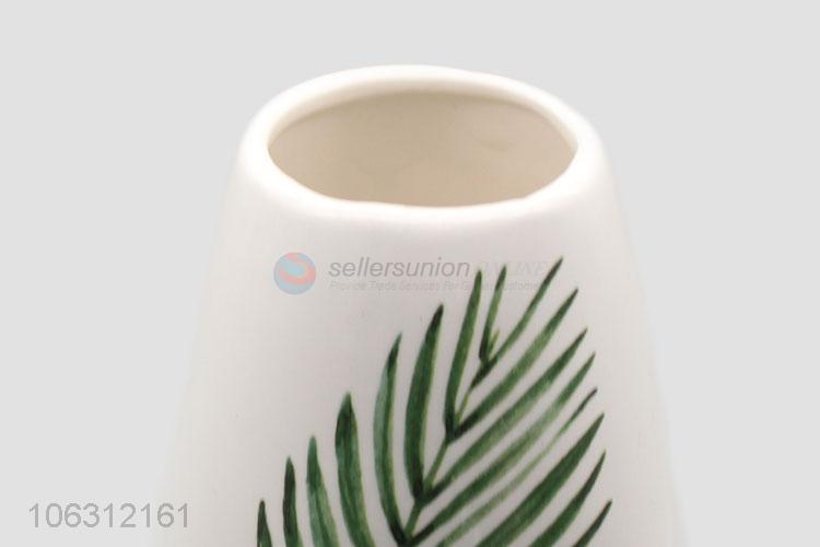 China factory green plant leaf pattern ceramic vase