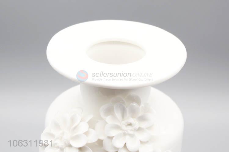 Custom hotel decoration white flower ceramic vase