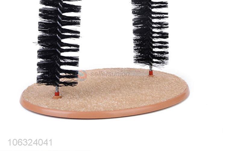 New Arrival Arch Pet Cat Self Groomer With Round Fleece Base Cat Toy Brush Toys For Pets Scratching Devices