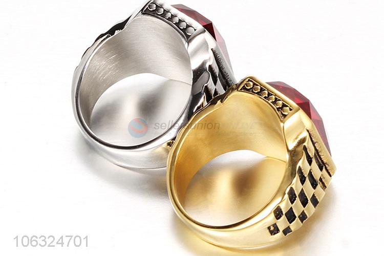 Factory Supply New Titanium Steel Single Stone Ring Designs