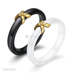 Wholesale Price Fashion Black White Couple Ceramic Ring Plain Wedding Band