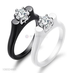 Most Popular Titanium Steel Inlay Zircon Ring Nano Ceramic Ring