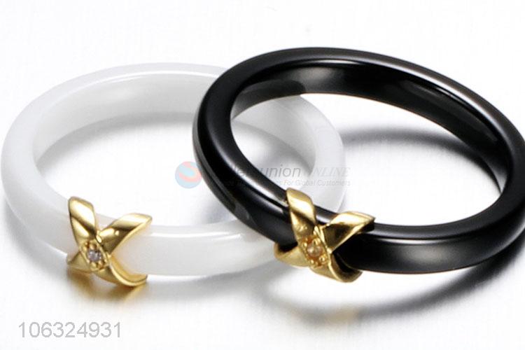 Wholesale Price Fashion Black White Couple Ceramic Ring Plain Wedding Band