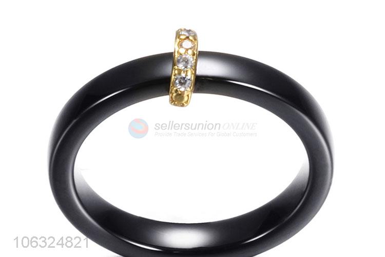 Wholesale Price Fashion Black White Couple Ceramic Ring Plain Wedding Band