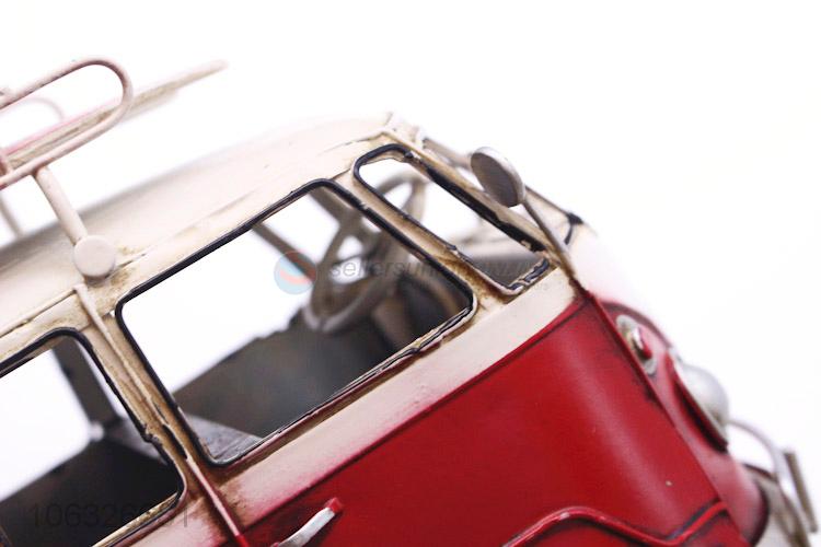 Best Price Vintage Metal Bus Model With Surf Board Model Decoration