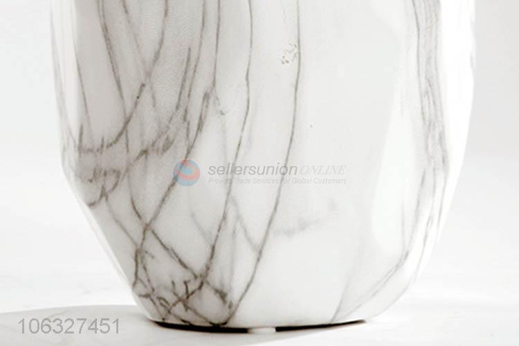 Popular Geometric Modern Handmade Ceramic White Vase Decoration Gift Marbled Texture Ceramic Flower Vase