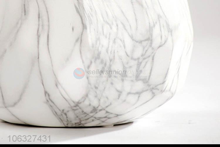 Hot Style Geometric Curved Gorgeous Marble Effect Designs Ceramic White Vases