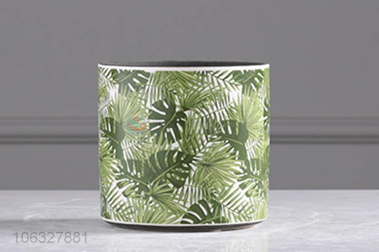 Best selling green plant leaf pattern ceramic flowerpot