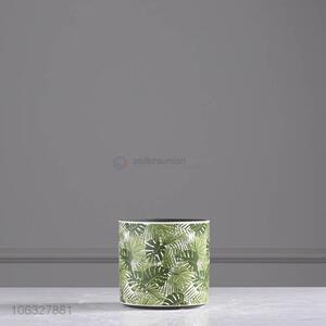 Best selling green plant leaf pattern ceramic flowerpot