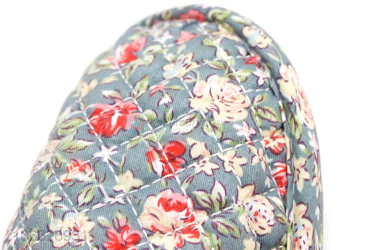 Factory Sales Printed Cotton Colth Closed Toe Home Slipper