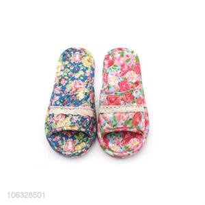 Factory Sell House Slippers Cotton Cloth Printing Slippers