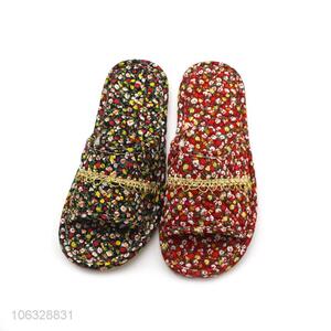 Custom Open Toe Adult Cotton Cloth Printed Slipper