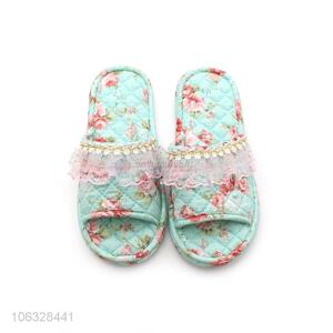 Custom Fancy Printed Women'S Cotton Fabric Slippers