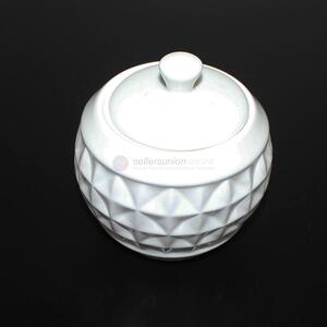 Good quality white embossed ceramic condiment bottle