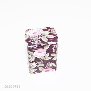 Top selling fashion floral printed rectangular iron cans