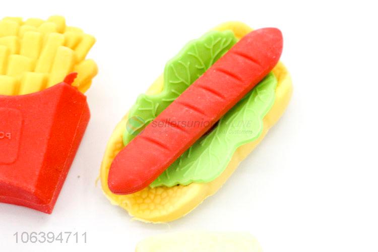 Wholesale custom school stationery kids 3D TPR eraser set