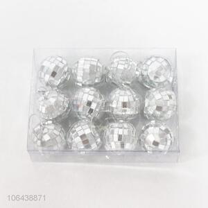 Unique design 12pcs silver mirror christmas ball for decoration