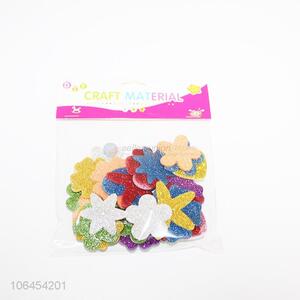 Good sale children DIY EVA foam flower stickers with glitter