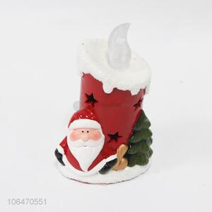 Hot products home decoration Christmas candle holder design ceramic crafts with led light