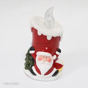 Professional supplier festival decoration Christmas candle holder design ceramic crafts with led light