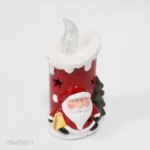 Top manufacturer home decoration Christmas candle holder design ceramic crafts with led light