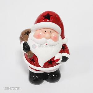 Best selling home decoration Father Christmas ceramic crafts with led light