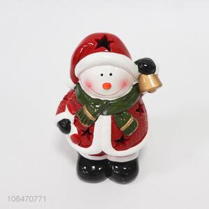 Bottom price festival decoration Christmas snowman ceramic crafts with led light