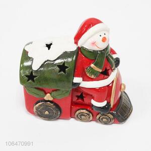 Best quality festival decoration Christmas snowman ceramic crafts with led light