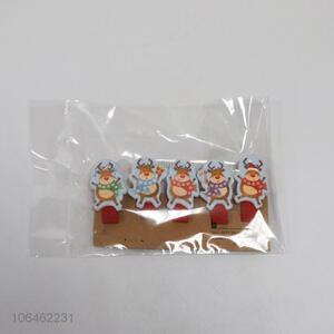 Factory sell 5pcs lovely style wooden deer shape mini wooden craft clips