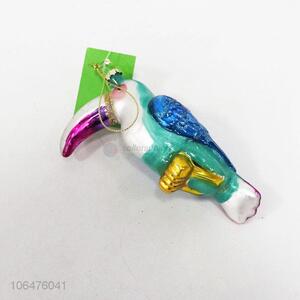 Bottom price Christmas decoration hanging glass toucan figurine bird statue