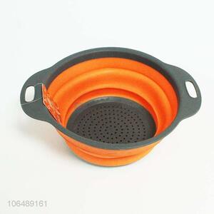 Hot selling food grade collapsible kitchen silicone colander strainer