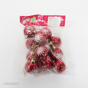 High quality Xmas decorations 12pcs snowflake printed Christmas balls