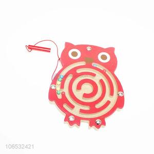 Competitive price owl shape wooden magnetic maze toy for children