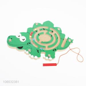 Recent design early learning lion dinosaur shape wooden magnetic maze toy