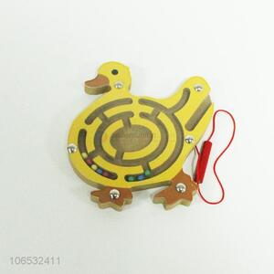 Hot selling kids educational toy duck shape wooden magnetic maze toy