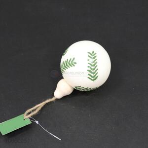OEM factory decorative green leaf hand painted Christmas glass ball ornament