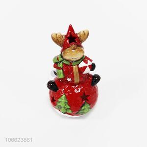 Exquisite design decorative ceramic reindeer figurine ornaments for Christmas